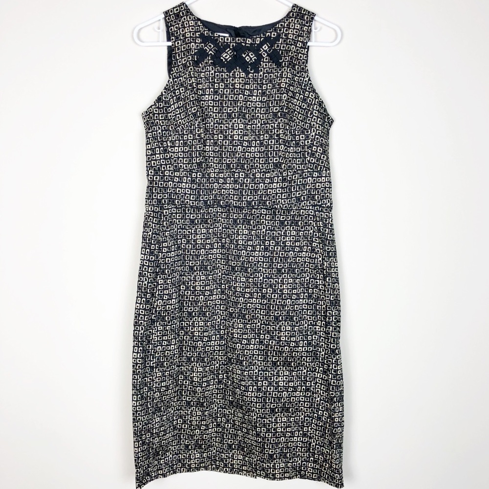Evan Picone Black Geo Print Career Sheath Dress